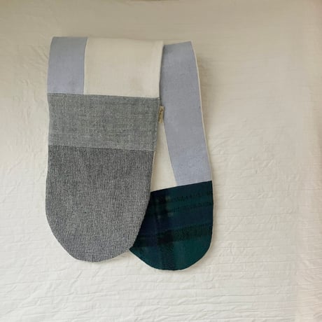 つみきストール　ウールコットン　ブラウン系　ブルー系　　グレー系　　モザイク刺繍系　　　　　　　43-25504
