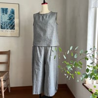 クラウドパンツ　コットンリネンボイル　ブラック千鳥　04-26213-0681