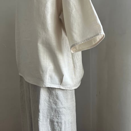 ストローシャツ　コットンリネン　スラブローン　アイボリー　　01-26215-09