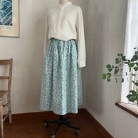あすなろスカート　コットンシャーティング　花プリント　ペパーミント　　02-26105-5090