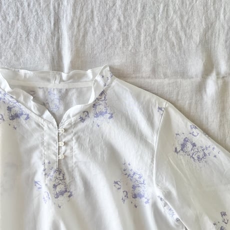シードルブラウス　コットンシャーティング　ローズプリント　パープル　01-24312-589