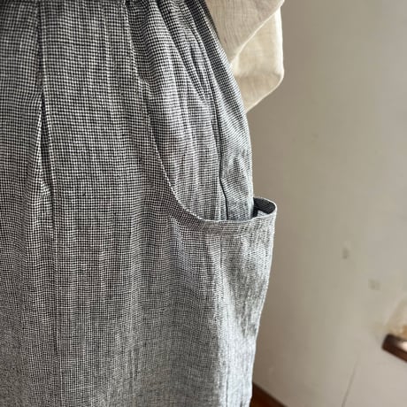 クラウドパンツ　コットンリネンボイル　ブラック千鳥　04-26213-0681