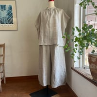 クラウドパンツ　リネン　スラブキャンヴァス手揉み　ライトブラウン　　04-26301-60