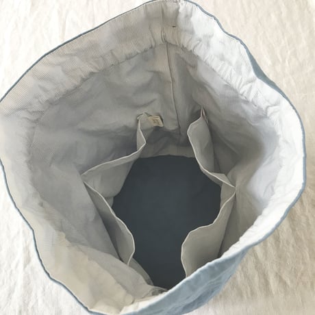 カルダモンBag   コットン　厚手ポプリンブルー　②色ブルー　キナリ　　　　61-22301