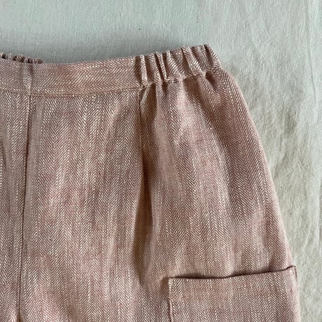 ナッツパンツ　コットンリネン　スラブヘリンボーン　ピンク　　　　　　04-26106-23