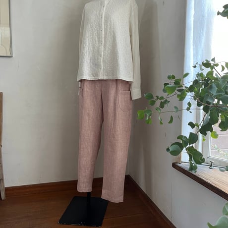 ナッツパンツ　コットンリネン　スラブヘリンボーン　ピンク　　　　　　04-26106-23