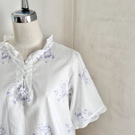 シードルブラウス　コットンシャーティング　ローズプリント　パープル　01-24312-589