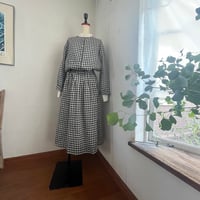 クレセントシャツ　リネン　ギンガムチェック　　ブラック　　01-26106-0680