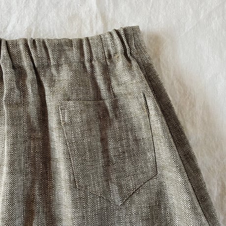 あおいスカート　コットンリネン　スラブヘリンボーン　ライトグリーン　　02-26104-46