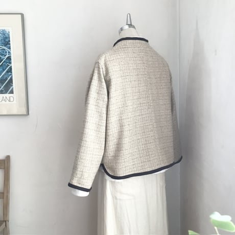 カモメジャケット　ウール　ブランケットツイード　ベージュ　　　　　　　10-23506-10