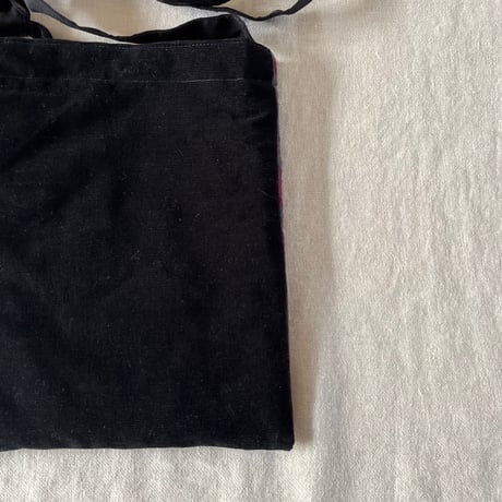ソルティbag　コットン　ローン　花刺繍　ワイン　　　　　　　　　　61-25407-2295