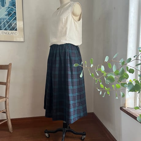 アネモネスカート　コットンリネンボイルワッシャー　ブラックウォッチ02-26301-84
