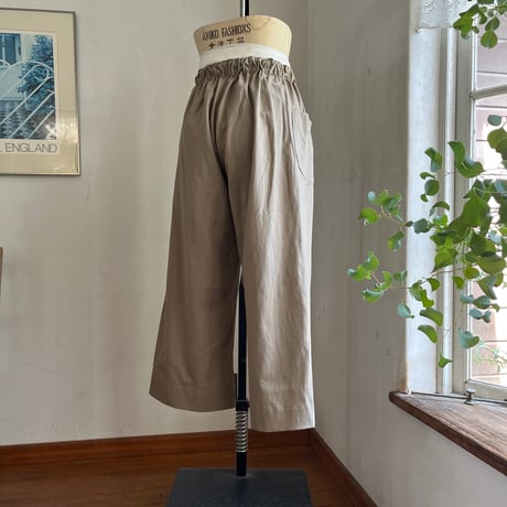 ランチパンツ　コットン和紙　ライトツイル　ベージュ                  04-25405-10