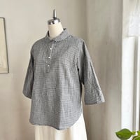 バルカシャツ　コットンリネンワッシャー　ギンガムチェック　ブラック　　01-25203-0680