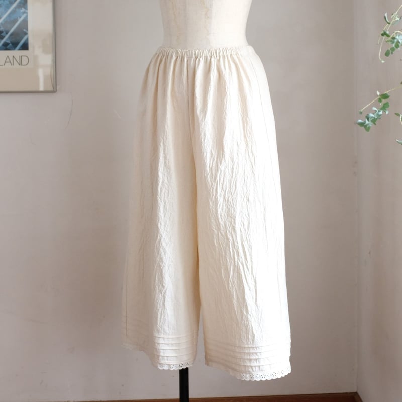 ヴィンテージ ドロワーズ ホワイト コットン ドリードロワース プレーン コットンシーチングキャッチ