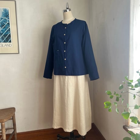 クレセントシャツ　コットン東炊ローン　ネイビーブルー　　　　　　01-26106-52