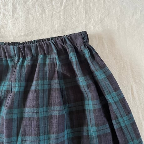 シードパンツ（ロング）コットンリネンナチュラルボイル　ブラックウォッチ04-26306-84