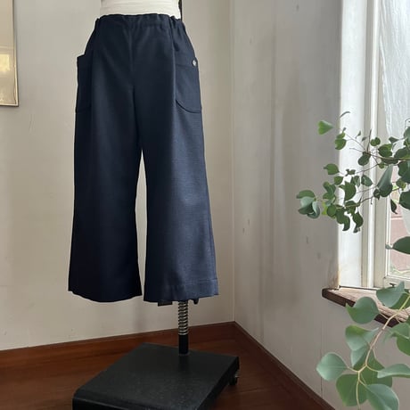 ランチパンツ(裏付)　タスマニアンウールチドリ　ネイビー×ブラック　　　　　　　04-25504-53