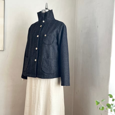 ピッケコート　ウール　モッサガンクラブチェック　ブラック×ブラウン　10-25506-0680