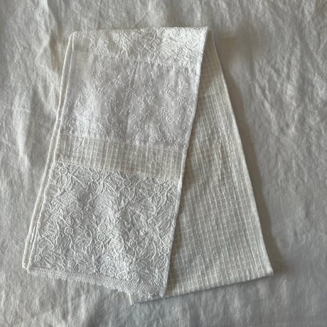 やさしいストール　コットン　刺繍レース他　①オフホワイト　43-26102-0295　②キナリ　43-26102-0395