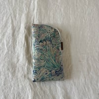 眼鏡ケース　コットンローン　マーブルプリント　グリーン　                        62-19001-4198