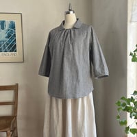 ティザーヌブラウス　コットンリネン　ワッシャーギンガムチェック　　01-25307-0680