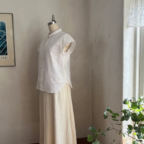 レモングラスシャツ　コットンローン刺繍　オフホワイト　01-26207-0395