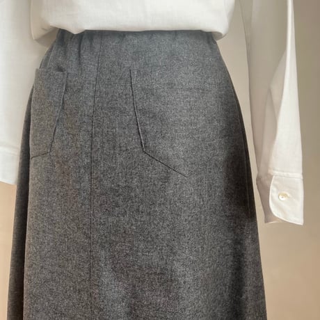 あおいスカート　裏付き　ウール　エターミン　チャコールグレー　　02-25504-05