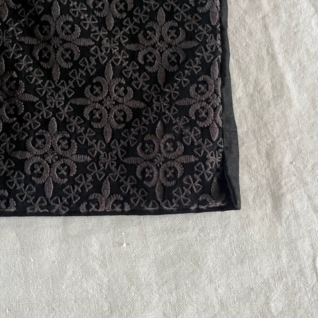 スワトウジャケット　コットン　花菱刺繍　ブラック　10-26301-0695