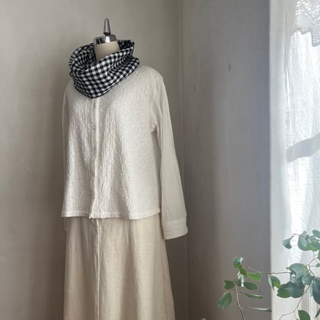 スヌード　リネン　コットン　アナベル刺繍　ギンガム　ストライプ　　43-26103.43-26104