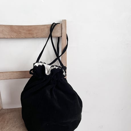カルダモンbag  コットン　細コーデュロイ　ブラック　　　　　　　　　　　61-24504-06
