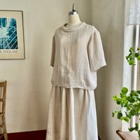 ストローシャツ　半袖　リネン解撚ガーゼ　アイボリー　　　　　　　　　01-25308-09