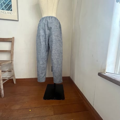 ナッツパンツ　コットンリネン　スラブヘリンボーン　ブルー　　　　　04-26106-52