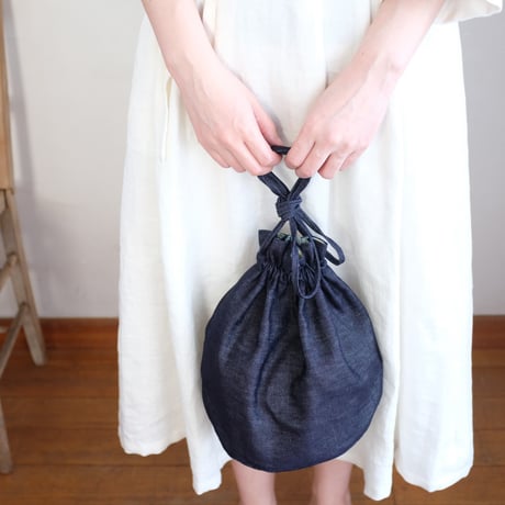 カルダモンBag  コットンリネン　キャンヴァス　デニム　ナチュラル／インディゴ　　61-22105-60/54