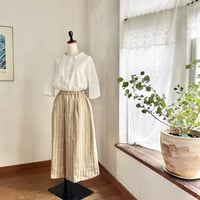 シードパンツ（ロング）リネン　メランジストライプ　キャメル　　　　　04-25209-1486