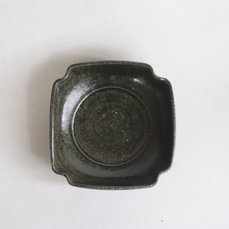 叶谷真一郎　四方鉢（黒翠）