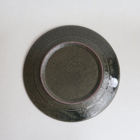 叶谷真一郎　7寸幅広リム皿（黒翠）