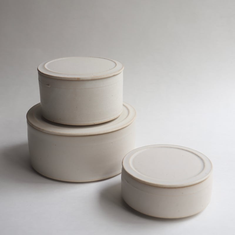 小野 俊 白珠釉 筒型蓋物 S/M/L | savi no niwa