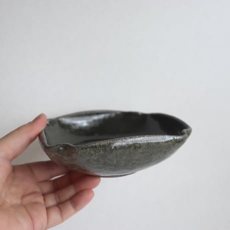 叶谷真一郎　四方鉢（黒翠）