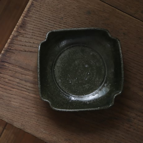 叶谷真一郎　四方鉢（黒翠）