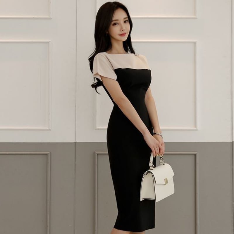 美シルエット タイト ワンピース ギャザー ボートネック 素敵 ドレープ 美シルエット タイト ワンピース ギャザー ボートネック 素敵