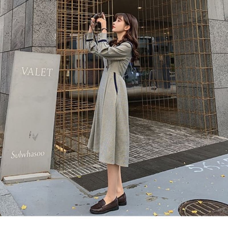 取り寄せ品】プレッピーで可愛い♪ パイピングライン チェック柄