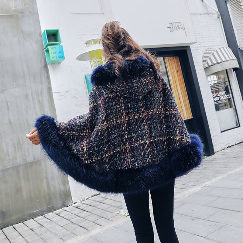 即納品】ファー×ツイードが秋冬っぽい♡オーバーサイズフード 即納品】ファー×ツイードが秋冬っぽい♡オーバーサイズフード