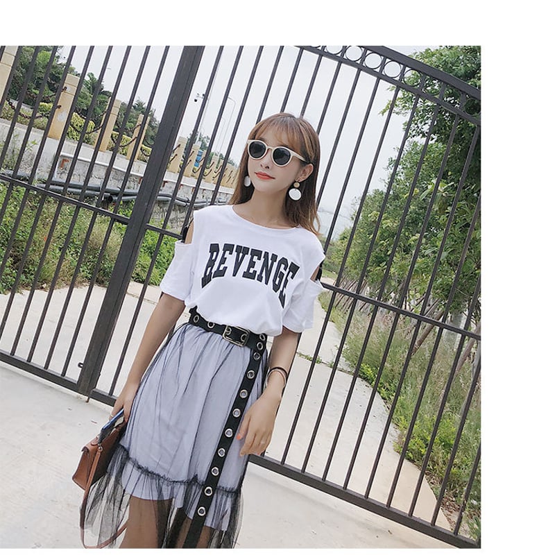 取り寄せ品】カジュアルガーリー♡フォントTシャツとスカートの