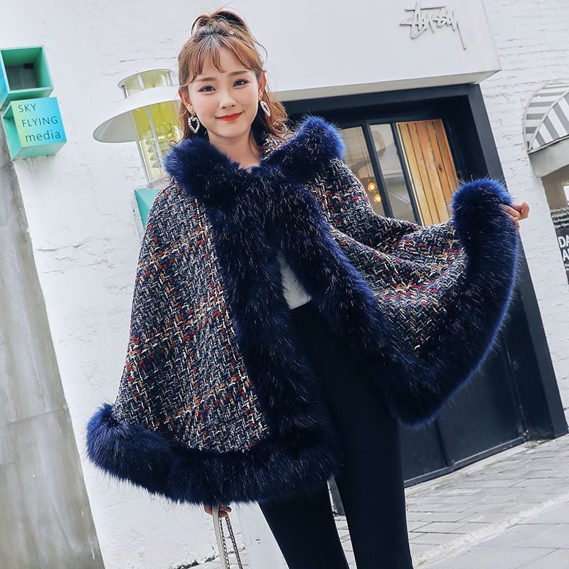 即納品】ファー×ツイードが秋冬っぽい♡オーバーサイズフード 即納品】ファー×ツイードが秋冬っぽい♡オーバーサイズフード