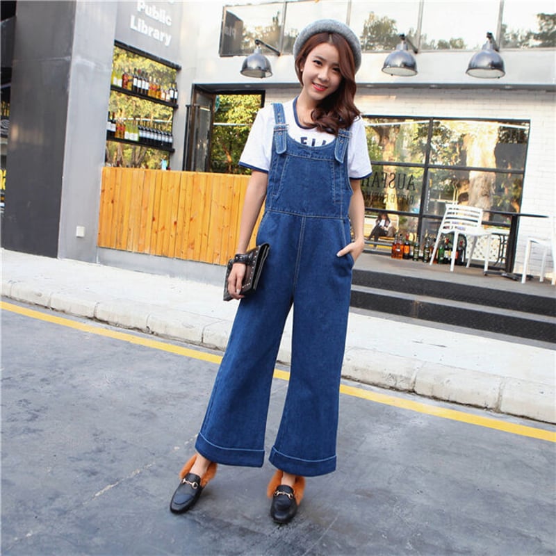 取り寄せ品】サイドファスナー ロングオールインワン デニム