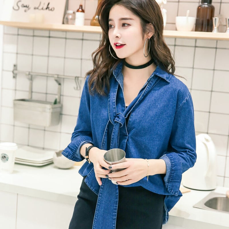 DRESSTERIOR デニムブルー 長袖シャツ 36 DRESSTERIOR デニムブルー