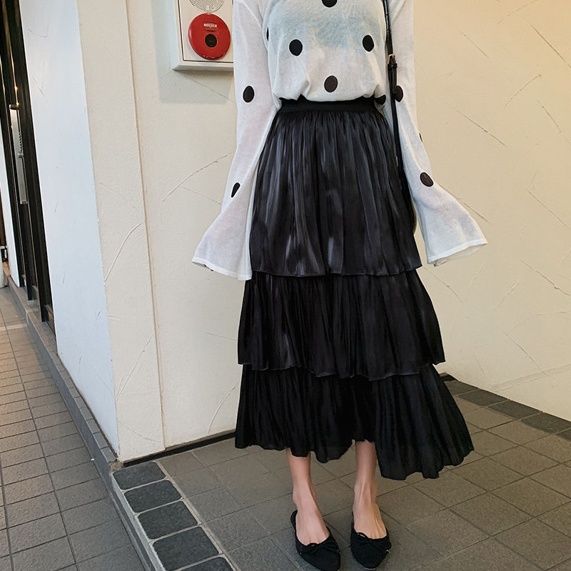 取り寄せ品】3段重ねでボリューミーに♪ プリーツ フリル ロング