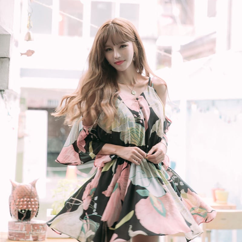 ★Since Then レトロ 花柄 ガーリー ワンピース/送料込 ☆Since Then レトロ レース 花柄 ガーリー ワンピース/送料込