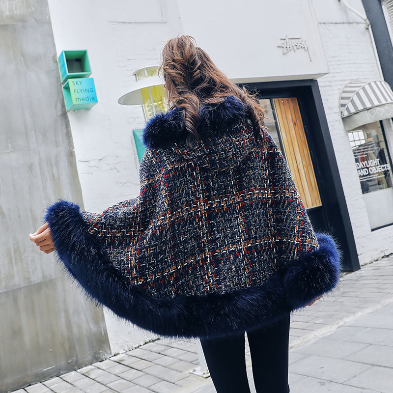 即納品】ファー×ツイードが秋冬っぽい♡オーバーサイズフード付き